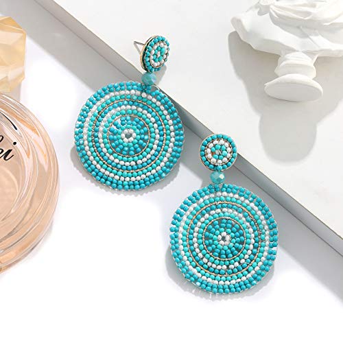 Beaded Drop Earrings for Women Handmade Colorful Beaded Earrings Boho Statement Beaded Dangle Earrings Summer Beach Jewelry Gifts4