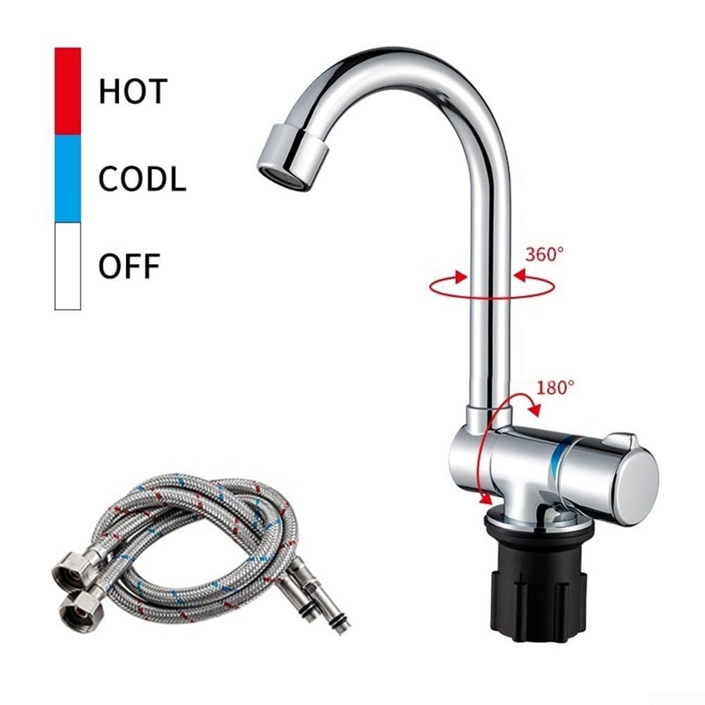 Robinet d'eau pour caravane, camping-car, mélangeur d'eau chaude et froide pliable pour camping-cars, yachts, comptoirs de bar, rotation à 360°