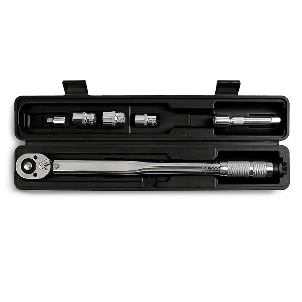 Juego de llaves dinamométricas ajustables, herramienta de trinquete de 1/2, tipo clic de 28-210 Nm, aleación Cr-V, kit de 6 llaves de vaso para reparación de automóviles