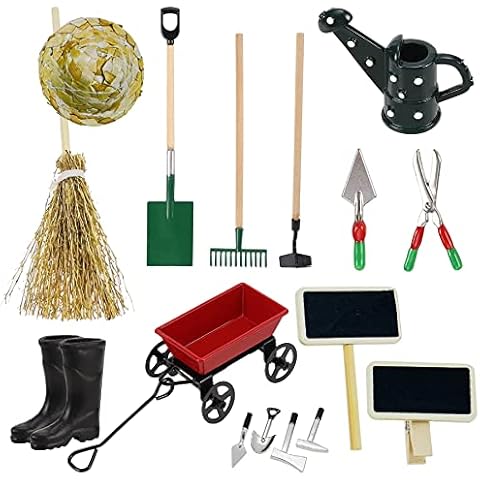 Cayway 16 PCS Miniature Dollhouse Garden Tools Set Cover