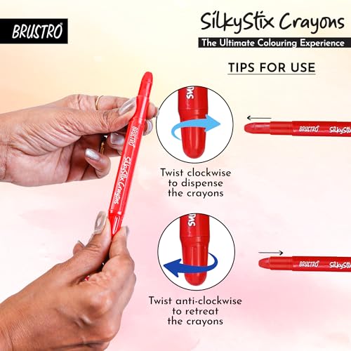 Image of BRUSTRO SilkyStix Smooth Crayons - Set of 24 Crayon Set | Vibrant & Playful Colors, Eco-Friendly,Ideal for Blendable Painting,Graffiti,Coloring, Doodling, Safe for Students, Professional, Kids