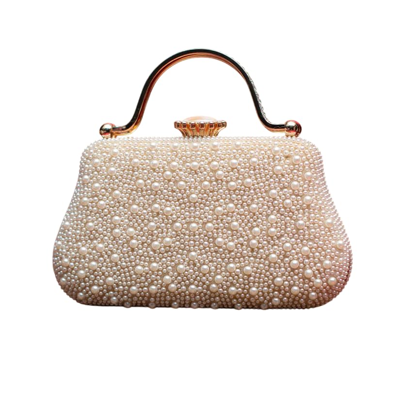 artklim White Pearl Party Clutch Bag for Women with Detachable Strap-picture-40