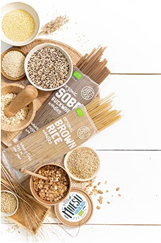 DIET-FOOD Bio Buchweizen Soba Nudeln Lebensmittel Pasta Vegane Glutenfreie Laktosefrei Sojafrei Nudeln für Vegetarier und Veganer 250 Gramm