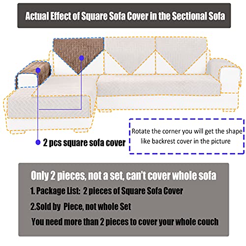 TEWENE Sofa Cover, Velvet Couch Cover Anti-Slip Sectional Couch Covers Sofa Slipcover for Dogs Cats Pet Love Seat Armrest Backrest Cover Coffee 28''x28'' (Only 2 Pieces/Not All Set)