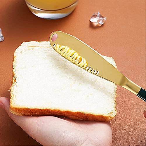 Image of Butter Spreader Knife, Stainless Steel, 3 in 1 Kitchen Gadgets, Curler, Butter Grater, Shredding Slots and with Serrated Edge Knife with Hole