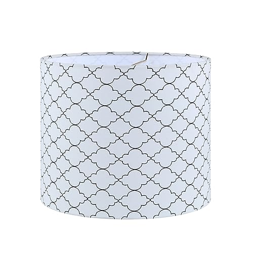 Image of Aspen Creative 31614 Transitional Drum (Cylinder) Shaped Spider Construction Lamp Shade in Off White & Black, 12 inch Wide (12 inch x 12 inch x 10 inch)