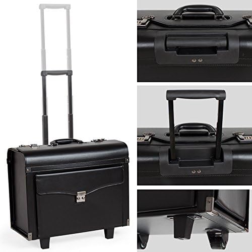 Großer Pilotenkoffer / Aktenkoffer Trolley – Alumaxx, 4 Rollen, 360° – Für A4 & Laptop