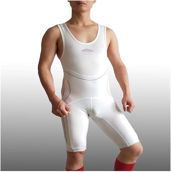 Amazon ジムパワーウェイトリフティング衣装 Wrestling一重 Swimwear Speedsuitマンタイツワンピース水着 Color White Size 4xl Cxhxbb スポーツ アウトドア