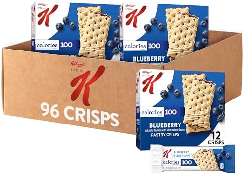 Special K Bar Pastry Crisps, Breakfast Bars, 100 Calorie Snacks, Blueberry (8 Boxes, 96 Crisps)