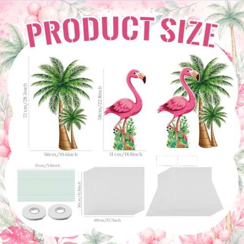 Image of 4 Pcs Hawaiian Party Decorations Set, Summer Flamingo and Coconut Tree Standee for Tropical Luau Birthday Party Beach Backdrop Photo Booth Props