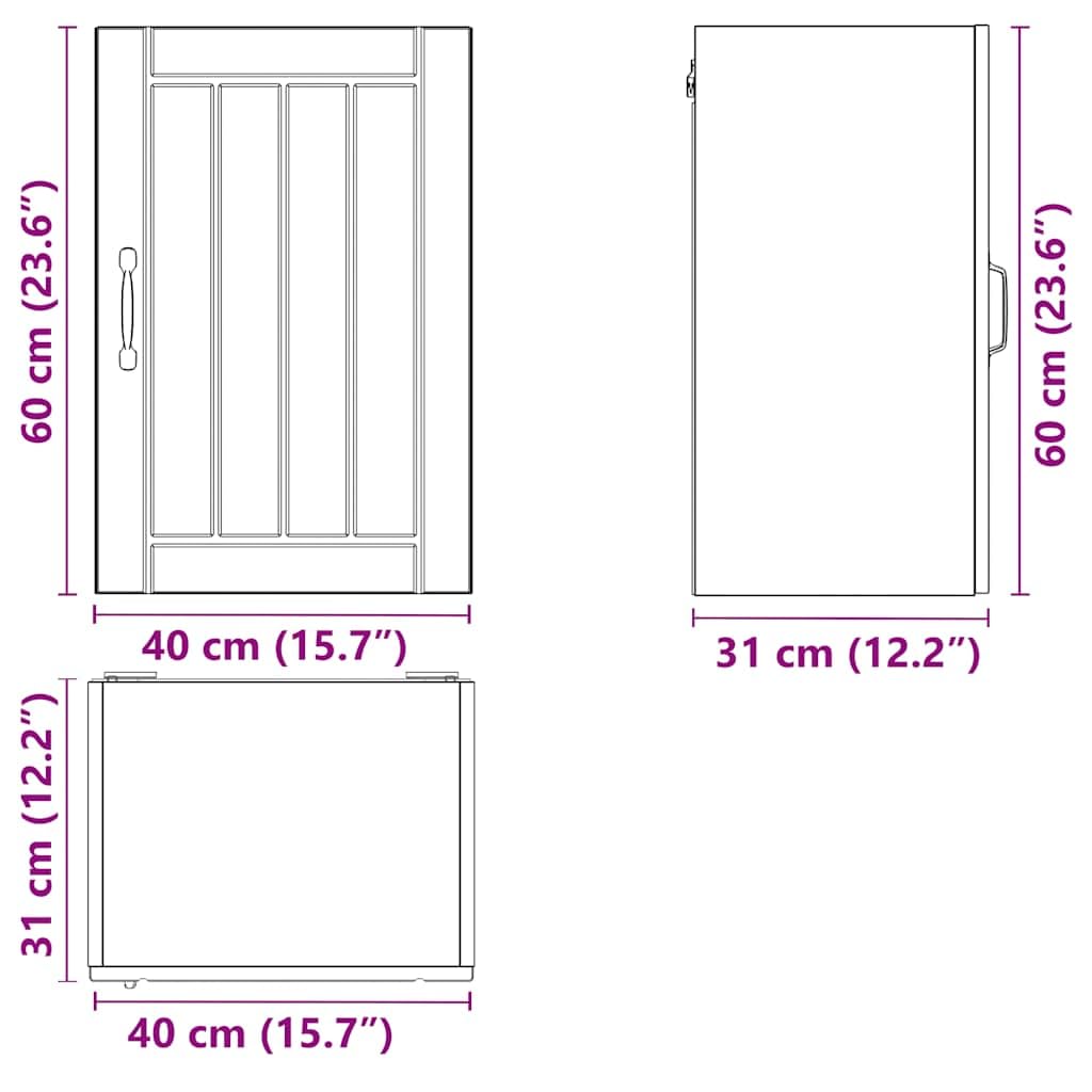 Küchen Hängeschrank Lucca Hochglanz Weiß Holzwerkstoff 40 x 31 x 60 cm, Wandmontage mit Glastüren, Stauraum für Teller, Töpfe und Küchenzubehör