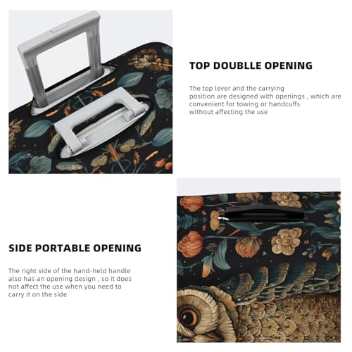 Vintage Owl Flowers And Vines Elastic Travel Luggage Covers Dustproof Scratch-Resistant Suitcase Protector Fit 22-24 Inch3