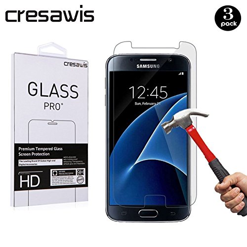 Samsung Galaxy S7 Screen Protector, cresawis 3-Pack 0.26mm 9H Tempered Glass Screen Protector for Samsung Galaxy S7