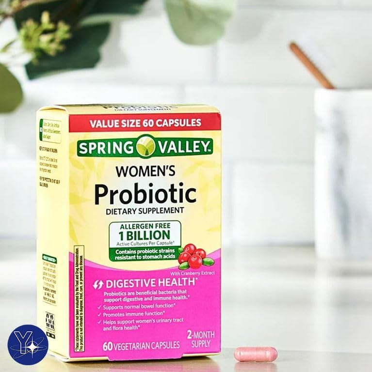 Miniatura 3 de Suplemento dietético probiótico para mujeres, cápsulas vegetarianas Spring Valley para la salud digestiva, arándano, 60 unidades y marcapáginas de
