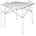 PORTAL Lightweight Aluminum Folding Square Table Roll Up Top 4 People Compact Table with Carry Bag For Camping, Picnic, Backyards, BBQ (White)