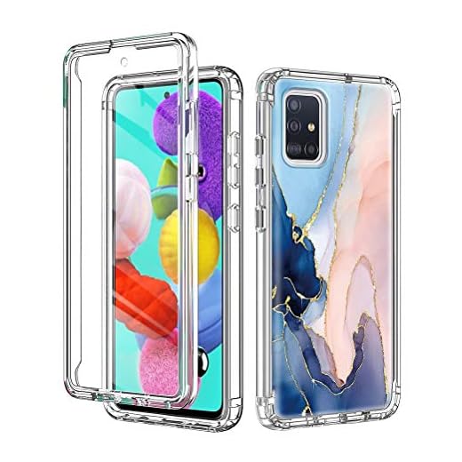 ZhuoFan för Samsung Galaxy A50 fodral 360 helkropp stötsäkert skydd skal klar silikon TPU stötfångare design smal telefonfodral, främre och bakre skydd för Samsung A50/A30S/A50s 6,4 tum – marmor rosa