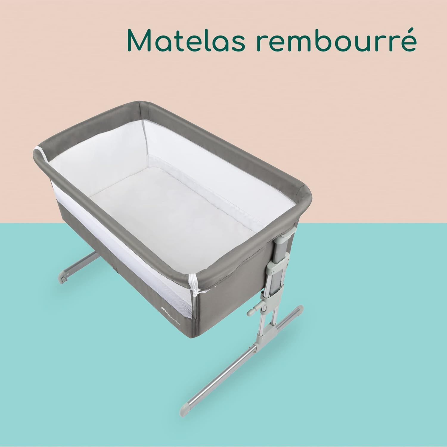 Bebeconfort Calidoo Lit Cododo Bébé Berceau 2-en-1 0-6 mois 0-9 kg Inclinable 5 Hauteurs Grand Matelas Rembourré Côtés Filet Gris Gris