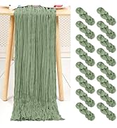 LOKUME 16 PCS Sage Green Cheesecloth Table Runner 10ft Gauze Rustic Table runner 35 x 120 Inch Ch...