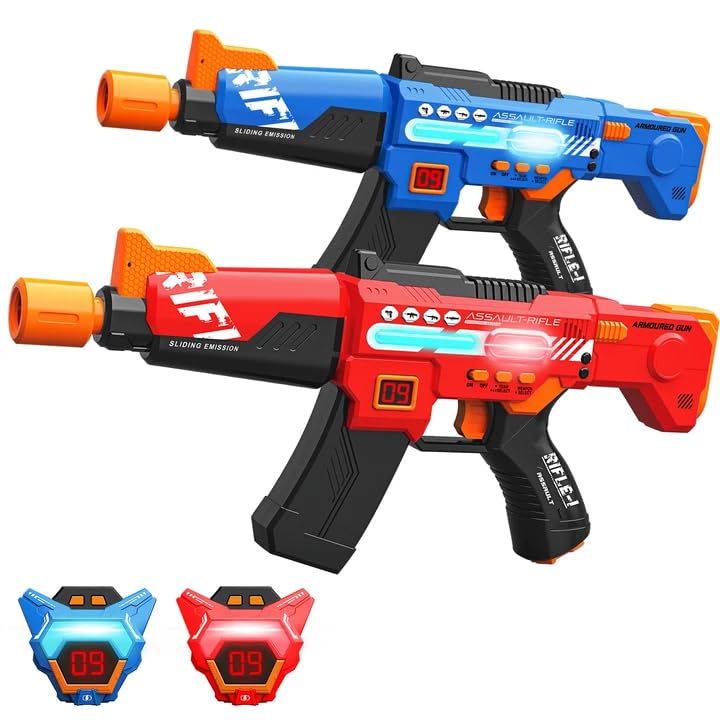 Rechargeable Laser Tag Guns Toys Set of 2 with Upgraded LED Digital Multi-Functional Vests Birthday Gifts for Kids Boys Girls 8 9 10 11 12+ Years Old Teens Adults Christmas Indoor & Outdoor Activities