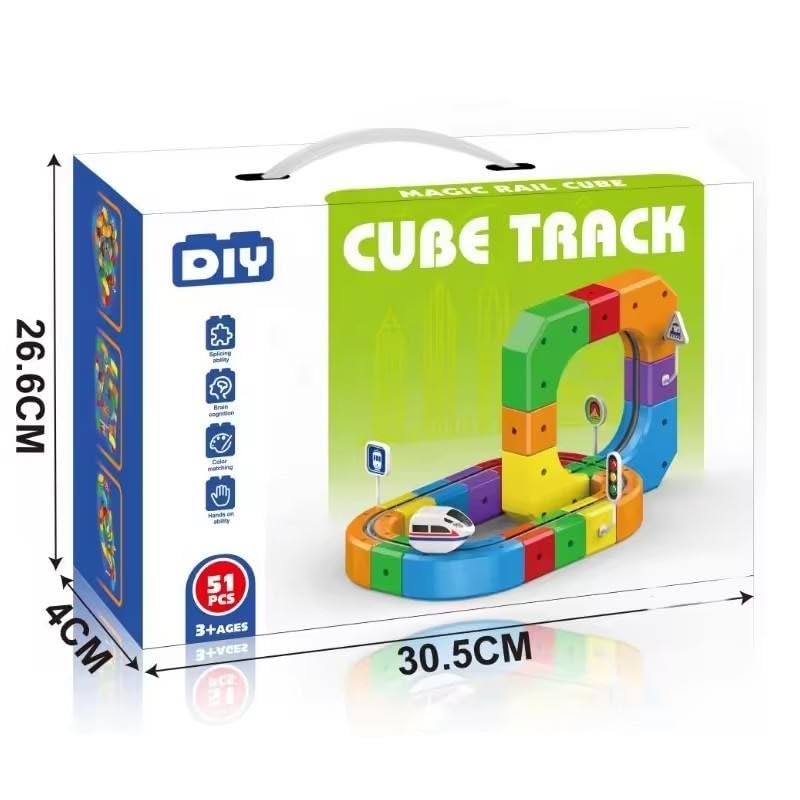 Image of Cable World Electric Train Set, 3D Infinity Track with Flexible Tracks for Kids, Cube Trackss Train- DIY Railroad Block Toys, 51PCS Anti Gravity Race Tracksss with Car, STEM Educational Building Toy