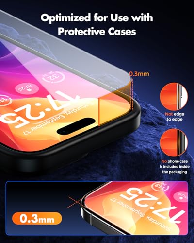Image of UNBREAKcable for iPhone 15 Plus Screen Protector [Quick-Installation Box] 3-Pack 9H+ Hardness Shatterproof Tempered Glass [99.99% HD Clear] [Case Friendly] [Bubble Free] for iPhone 15 Plus 6.7 inch