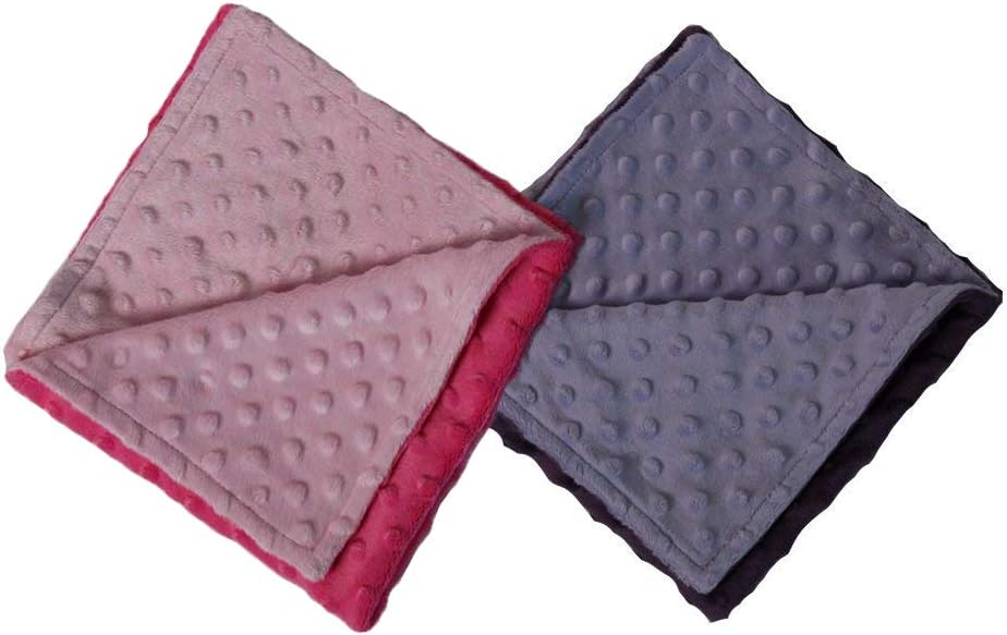 Pink & Purple Minky Dot Reversible 17" Square Baby Doll Blankets, 2 Pack Set
