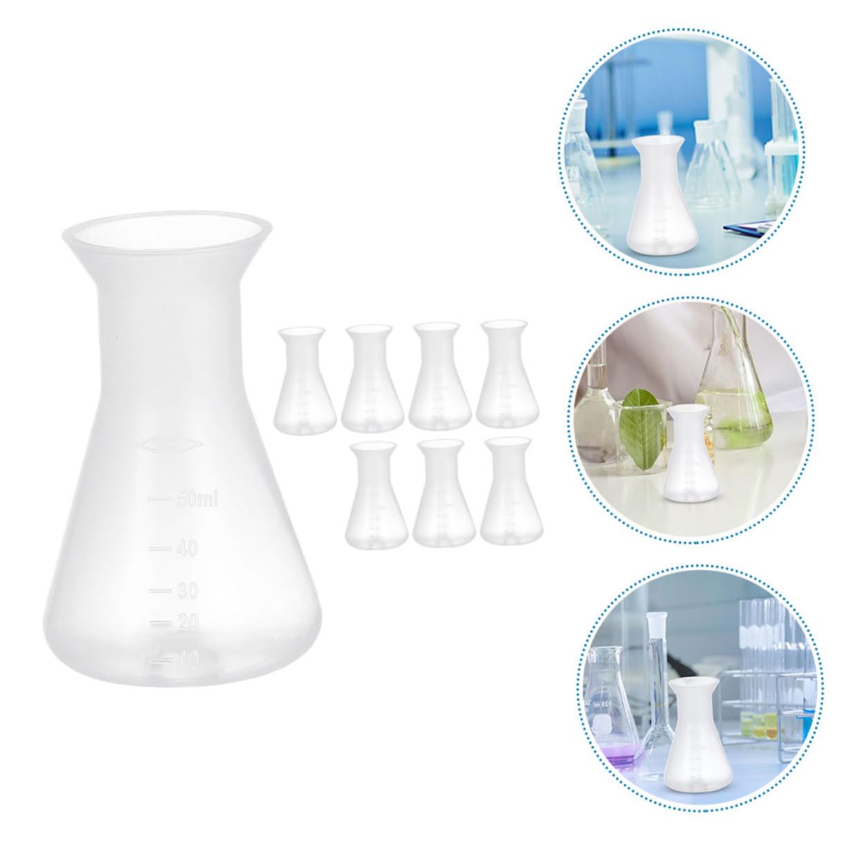 Gatuida 32piezas Frascos De Laboratorio De Erlenmeyer De Escala Frascos Cónicos Para Experimentos Científicos Diseño De Cuello Estrecho Para Usos Versátiles Entornos De Laboratorio