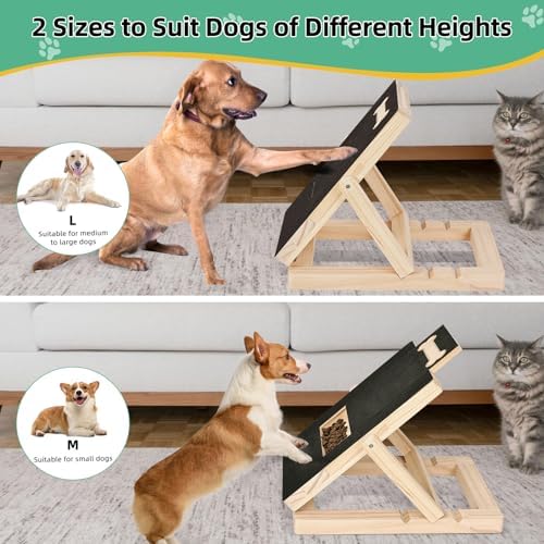 Dog Scratch Pad for Nails,Dog Nail Scratch Board with Treat Box,Adjustable Height Dog Scratch Board,Dog Nail Filing Board,Easily Files Down Dog's Nails(2 Extra Sandpapers) - 5