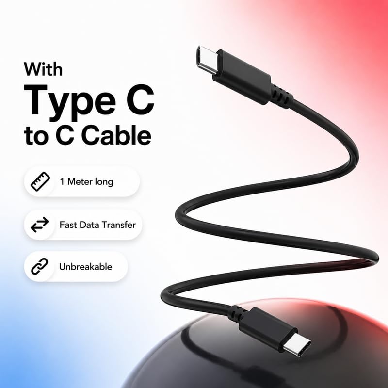 Image of 25W PD Charger USB C Fast Charging Adapter with Type C Cable Compatible with Samsung Galaxy S25, S24, S23, S22, S21, A56, A55, M56, Z Fold & Flip Series, Black