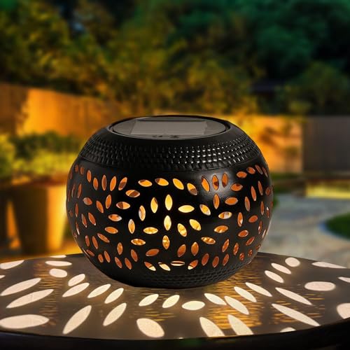 Lanterne de table solaire d'extérieur étanche avec lampe LED en métal pour terrasse et jardin