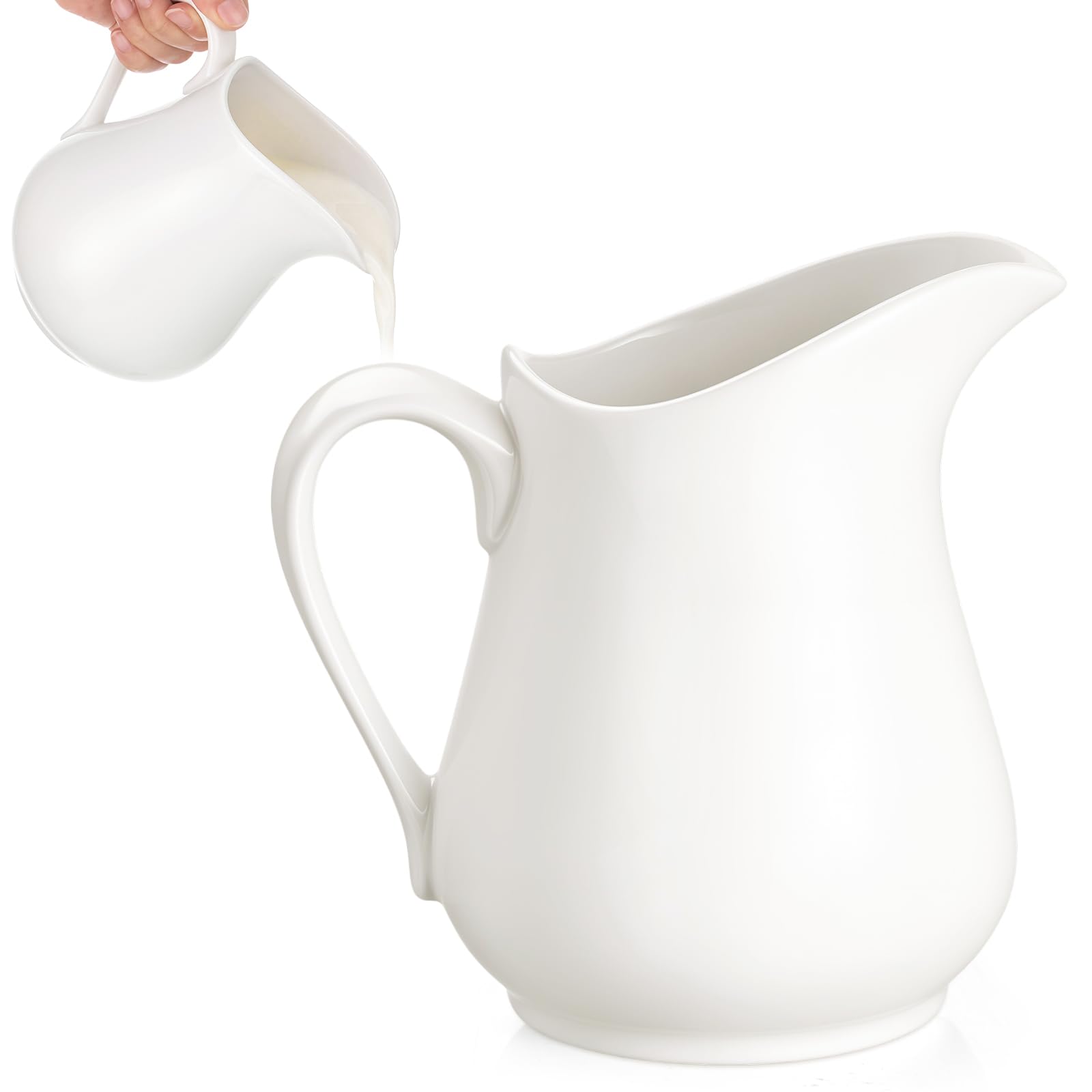 1 Pcs 32 oz Ceramic Creamer Pitcher with Handle, Large Porcelain Jug