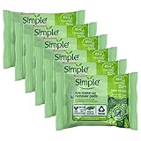 Simple Kind to Skin Eye Make-Up Remover Pads, 6x30 Pads - Gentle, Alcohol-Free, Non-Irritating, Hydrating, Hypoallergenic, Safe for Sensitive Eyes and Contact Lens Wearers