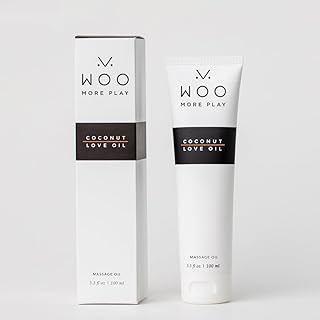 Woo More Play Coconut Love Oil | Organic Coconut Based Massage Oil with Clean Ingredients and Relaxing Scent | 3.3 Oz