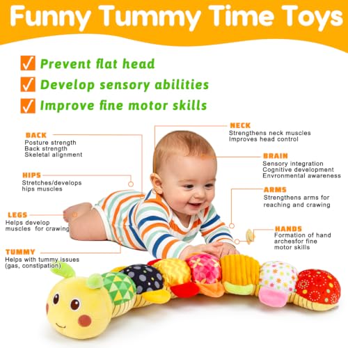 Image of Topsochir Baby Caterpillar Toys 0-3-6 Month Musical Stuffed Animal Plush Tummy Time Toy for Infant 6-12 Month Teething Sensory Toy with Crinkle Rattle Babies 0 2 3 4 5 6 Month Newborn Birthday Gifts