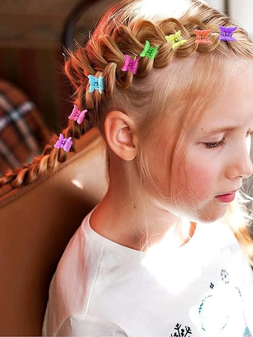Image of NEOBABY Mini Colorful Rabbit Ears Design Tiny Hair Clip for Multiple Hair Styling | Hair Claws Accessories for Kids Baby Girls and Women's Candy Colors (Pack of 24)