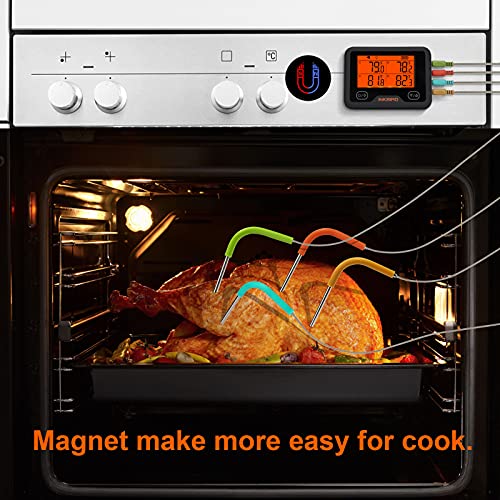 Inkbird Wi-Fi & Bluetooth Grill Meat Thermometer Ibbq-4Bw With 4 Colored Probes, Timer, High/Low Temp Alarm, Wifi Meat Wireless Barbecue Smoker Thermometer For Oven, Kitchen, Drum, Android&Ios #TOP5