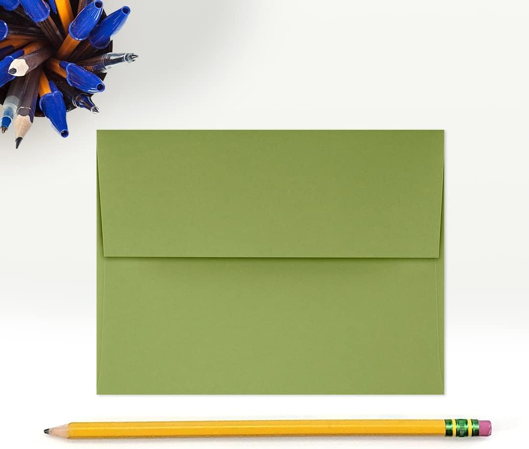 LUXPaper A2 Invitation Envelopes | Peel & Press | 4 3/8" x 5 3/4" | Avocado Green | 70lb. Text | 1,000 Qty