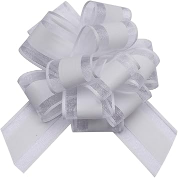 HSXJJ 6 Pcs Large Gift Bows, 6 Inches, Wedding & Birthday Decoration, White