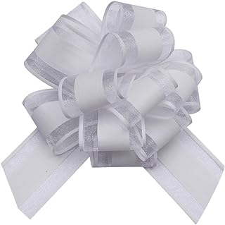 HSXJJ 6 Pcs Large Gift Bow,white gift bow,6 inches,Basket and Wedding Decoration,Holiday and Birthday Presents Wrapping Bows(White)