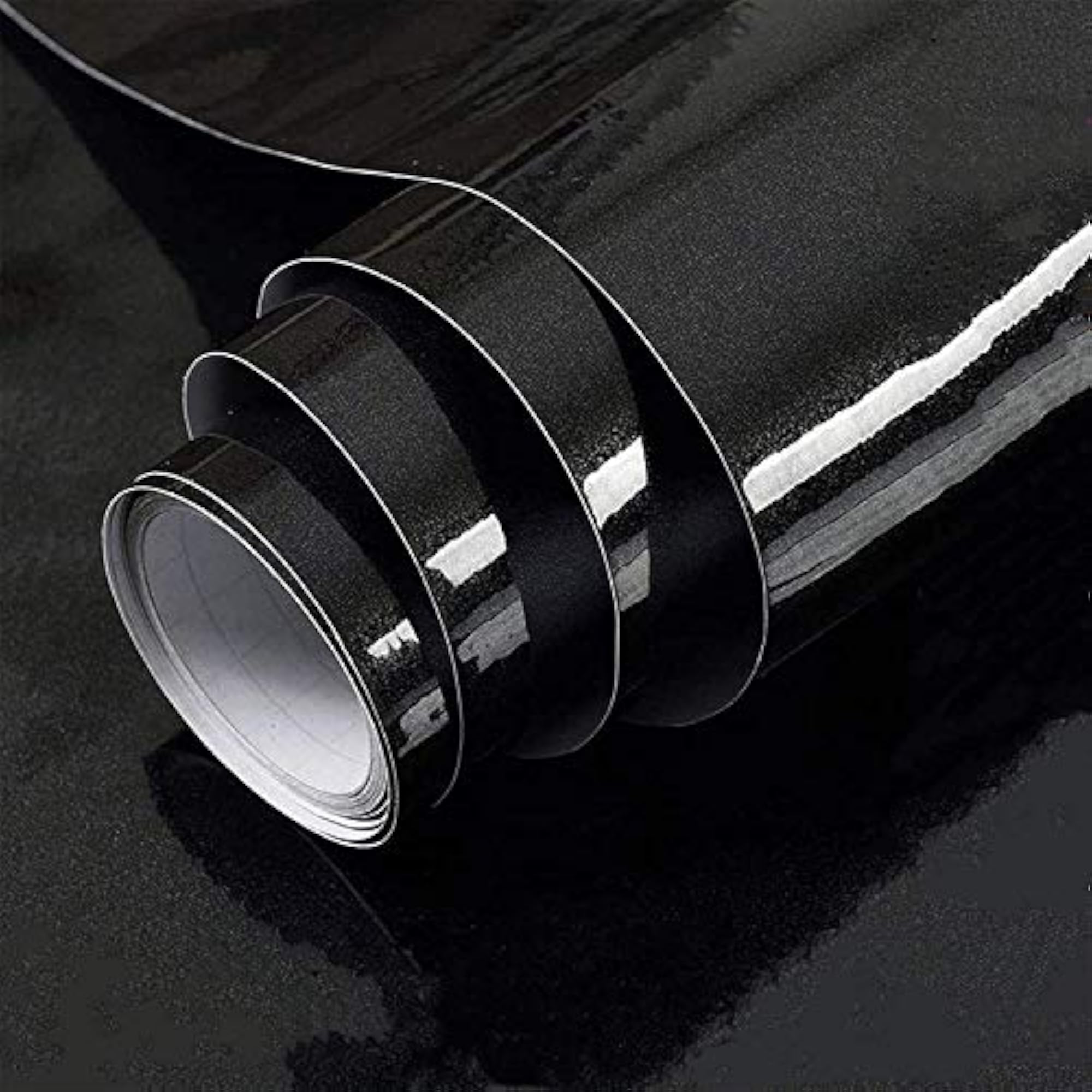 Black Glossy Adhesive Decorative Vinyl Shelf Liner, DIY Renovation