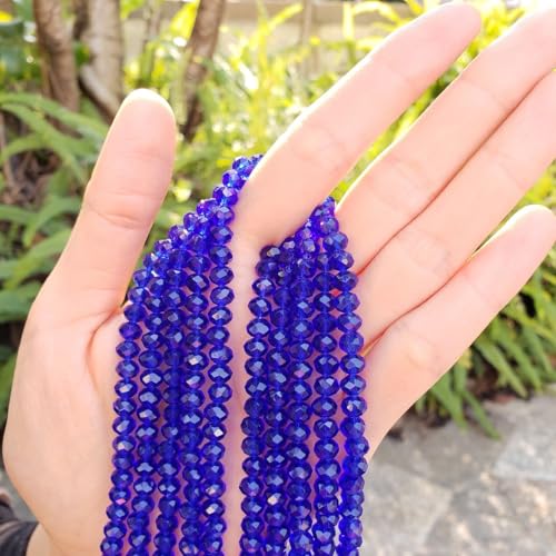 Image of 200pcs Czech Faceted Rondelle Crystal Glass Beads 6mm Bulk Cobalt Blue