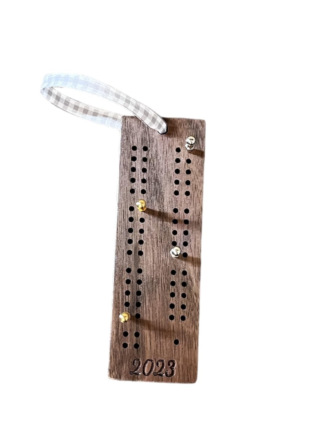 2 Track Hardwood Cribbage Board Engraved 2023 Holiday