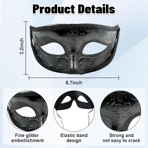 Venezianische Maske Herren, Maskenball-Maske Retro, Masquerade Mask Herren Venezianischen Cosplay Mask für Halloween Karneval Maskerade Party Zubehör (A)