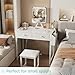 Lufeiya Small Makeup Vanity Desk with Fabric Drawers, 32 inch White Vanity Desks with Mirror and Light, Dressing Table and Chair Set with Power Outlet for Girls Bedroom, White