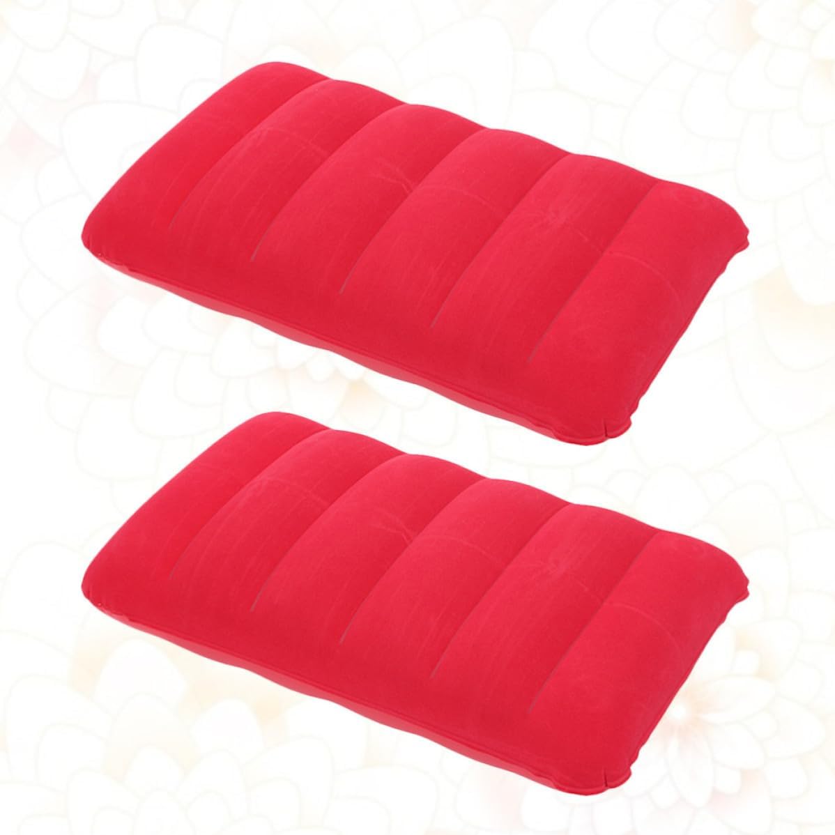 Amosfun Inflatable Camping Pillows 2 Pcs with PVC Flocking Material Portable Ergonomic Design Waist Cushions Comfortable Nap Seat Cushions for Travel and Flight and Outdoor Use