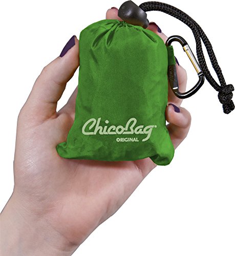 Chicobag Original Compact Reusable Grocery Bag With Attached Pouch And Carabiner Clip, Pale Green #TOP3