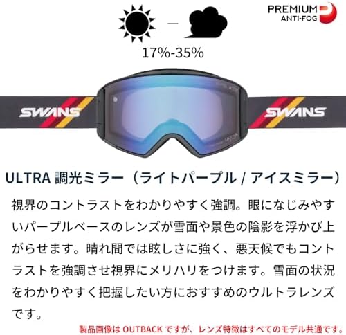 Swans RA-F-XED-LG MNV Snow Goggles, Surface Heat Generating, Heat