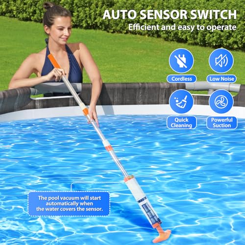 4 in 1 Cordless Rechargeable Small Pool Vacuum spa hot tub 90 Mins Running Time, 12 Gallons/Min Powerful Suction - Thumbnail 3