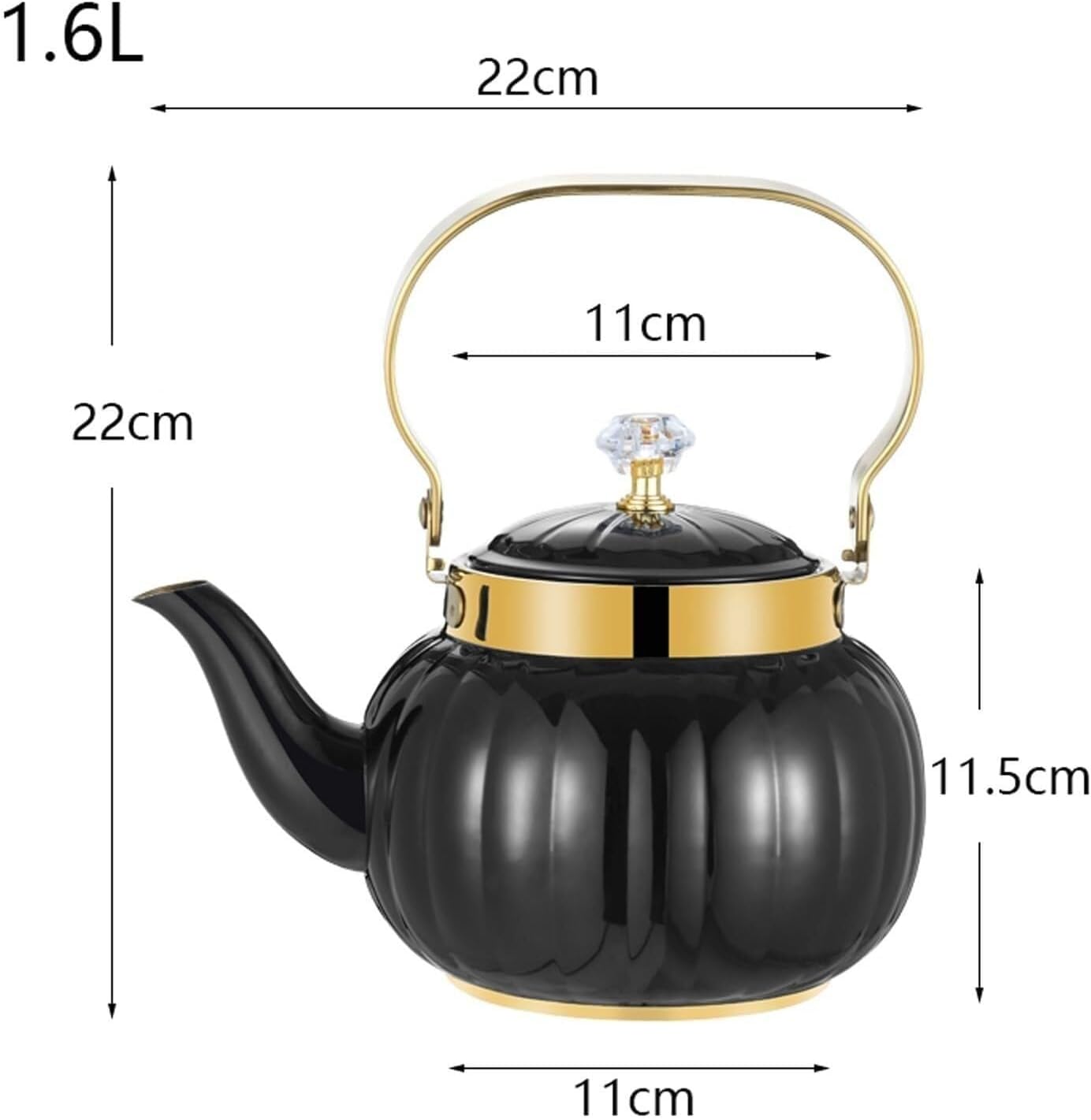 Black Tea Kettle Stovetop, Pumpkin Shape Teapot with Infuser, Small Tea Pot Stainless Steel Teakettle for Stove Top Gas Electric Applicable(1.6L)