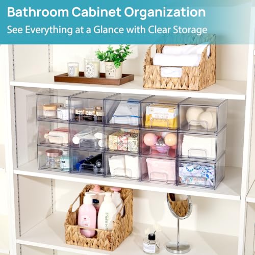 Vtopmart 4 Pack Clear Makeup Organiser, Acrylic Small Stackable Storage Drawers, Plastic Storage Box For Vanity, Bathroom, Under Sink, Kitchen Cupboard, Pantry, Home Organization - Image 5